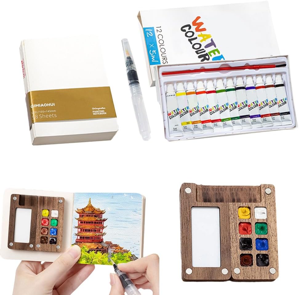 Watercolor Travel Set New Paint Palette Travel Kit Mini Watercolor Paint Set Upgrade Travel Set Mini Portable Watercolor Travel Set 8 Grid