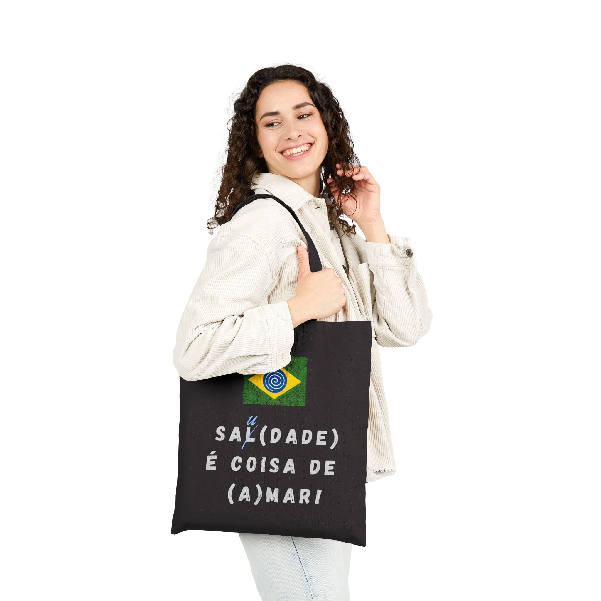 Brazil Flag Tote Bag – “Saudade é Coisa de (A)Mar” Canvas Tote