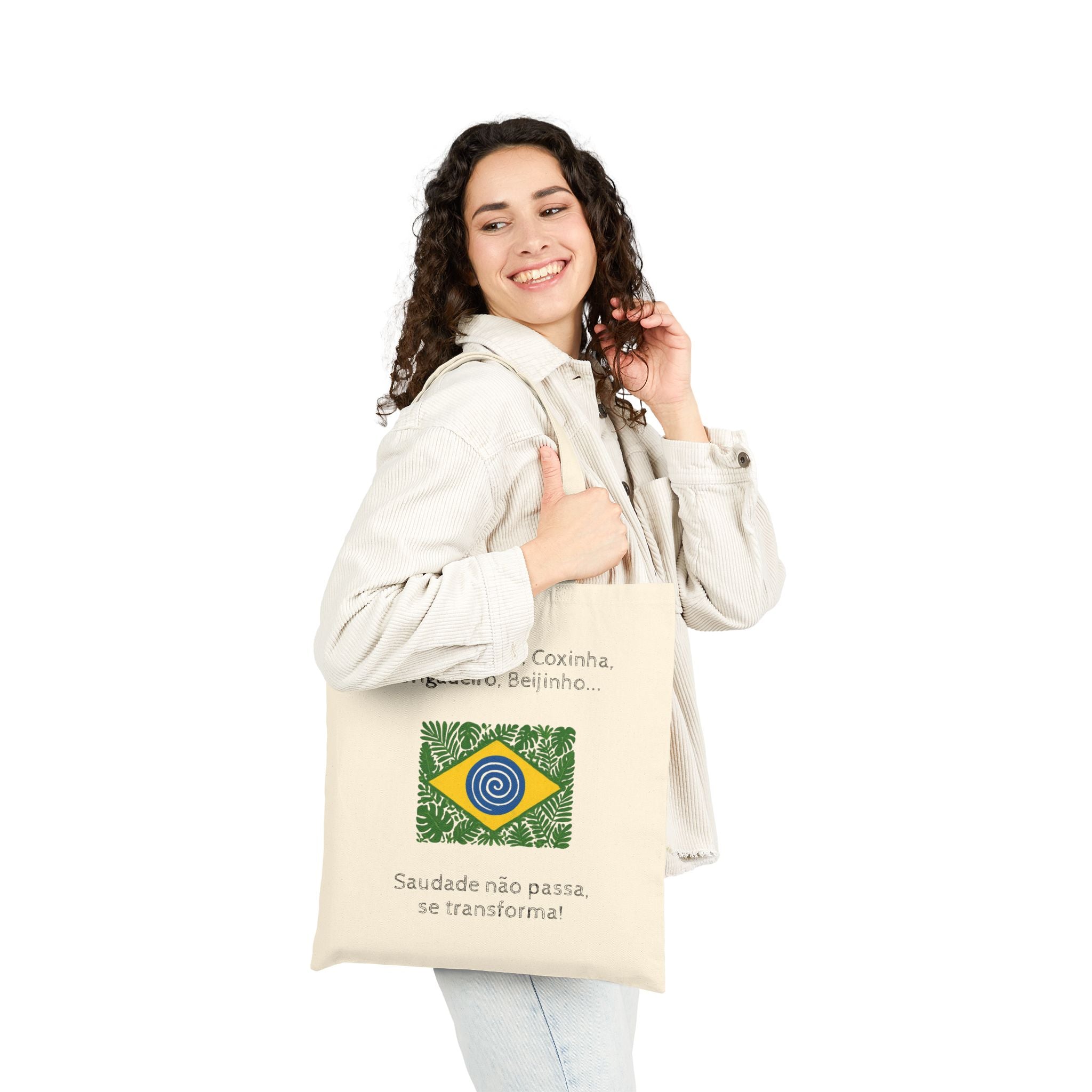 Brazilian Nostalgia Canvas Tote — 'Saudade não passa, se transforma'