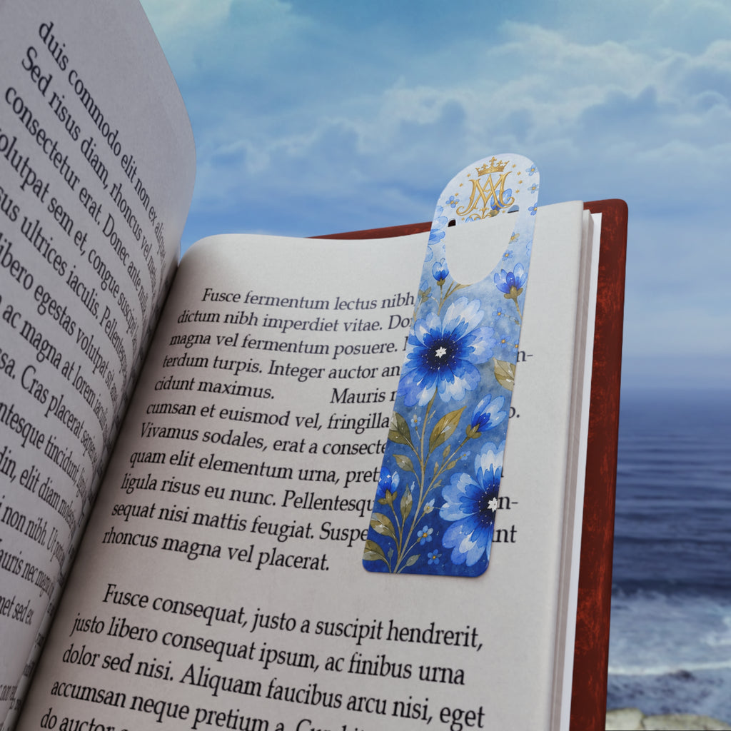 Virgin Mary Monogram Metal Bookmark