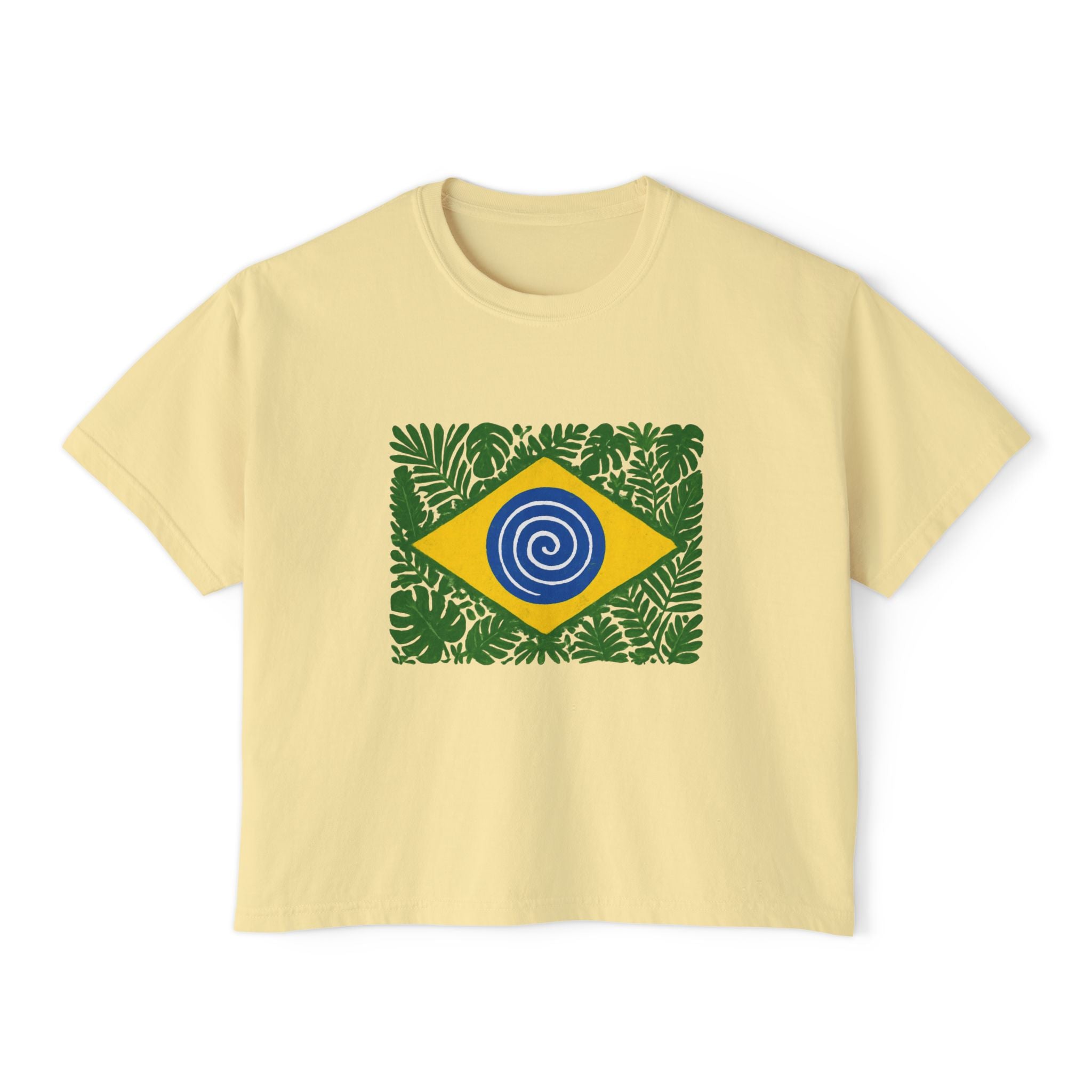Brazil Tropical Flag Women's Boxy Tee — World Cup Pride Shirt