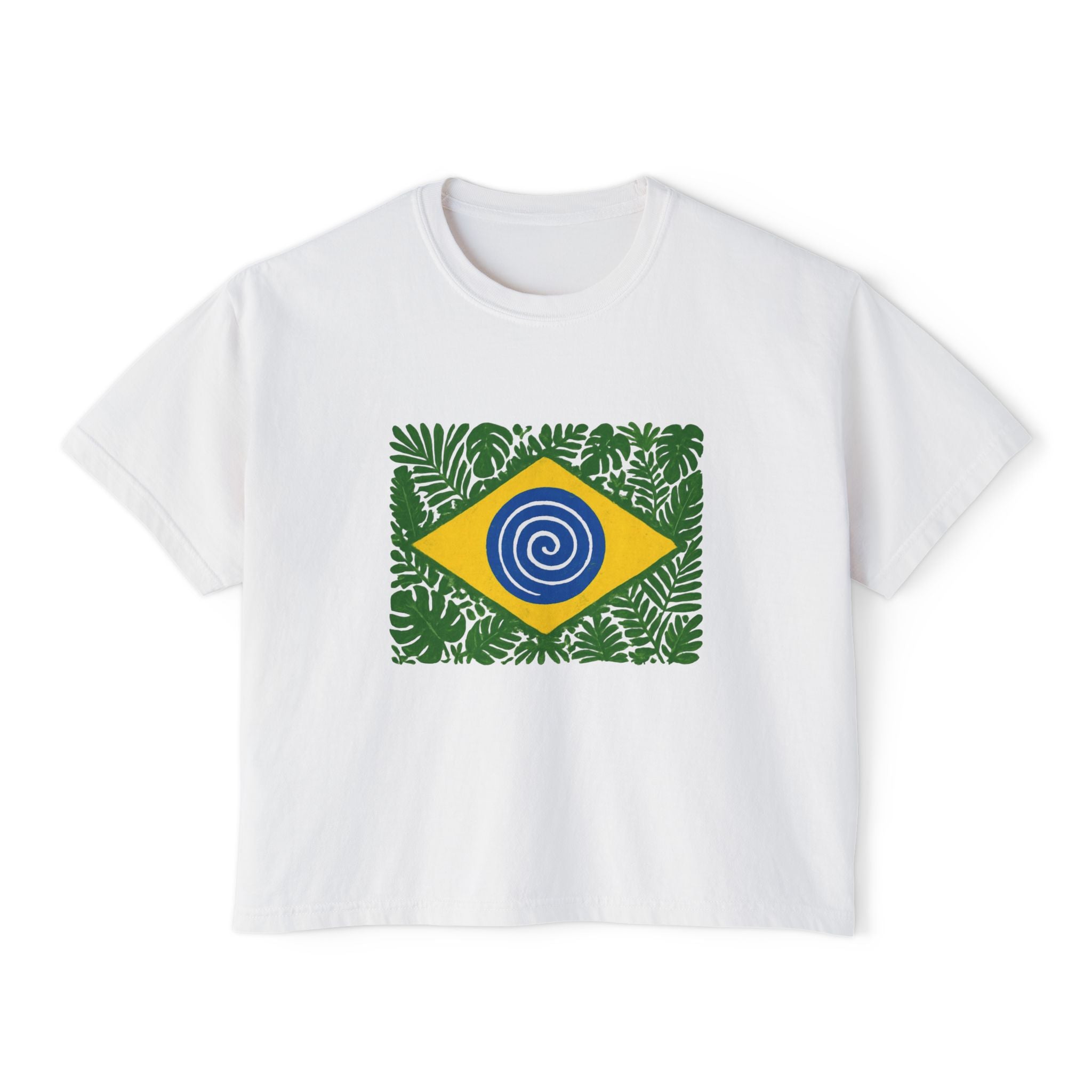 Brazil Tropical Flag Women's Boxy Tee — World Cup Pride Shirt
