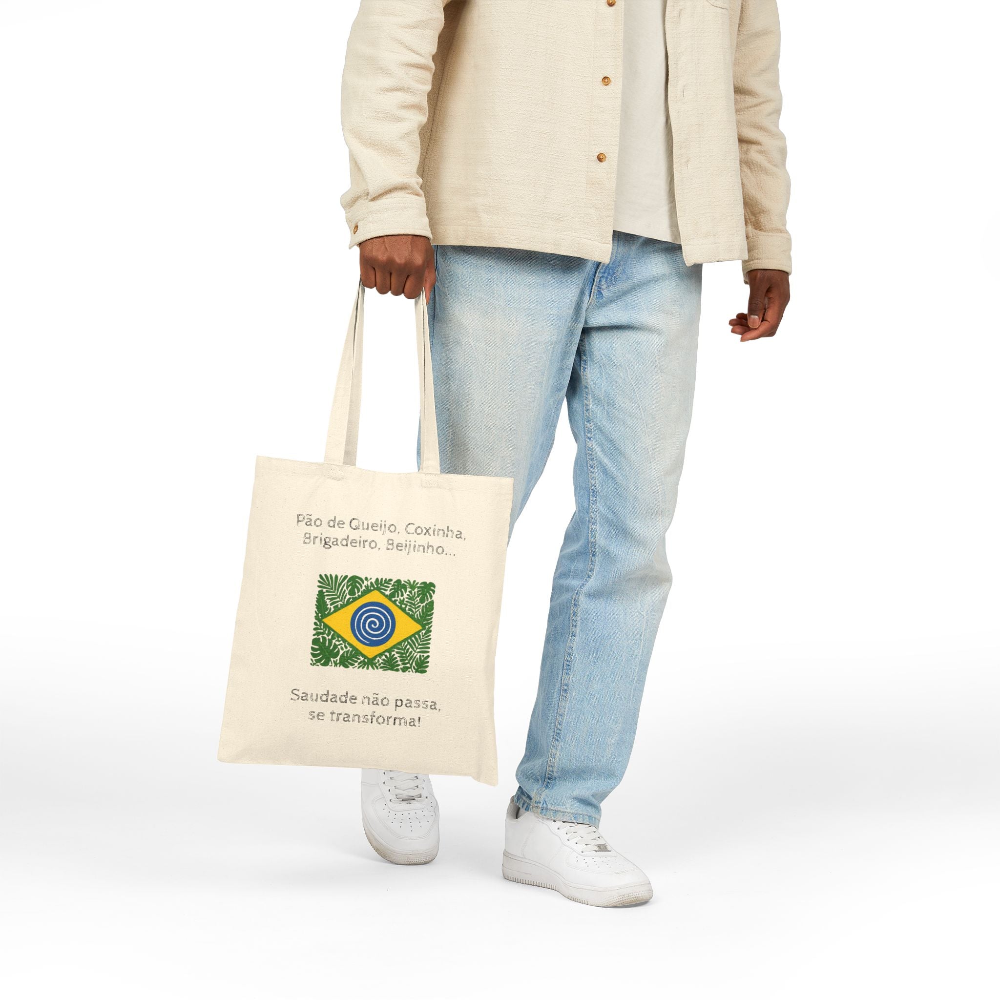 Brazilian Nostalgia Canvas Tote — 'Saudade não passa, se transforma'