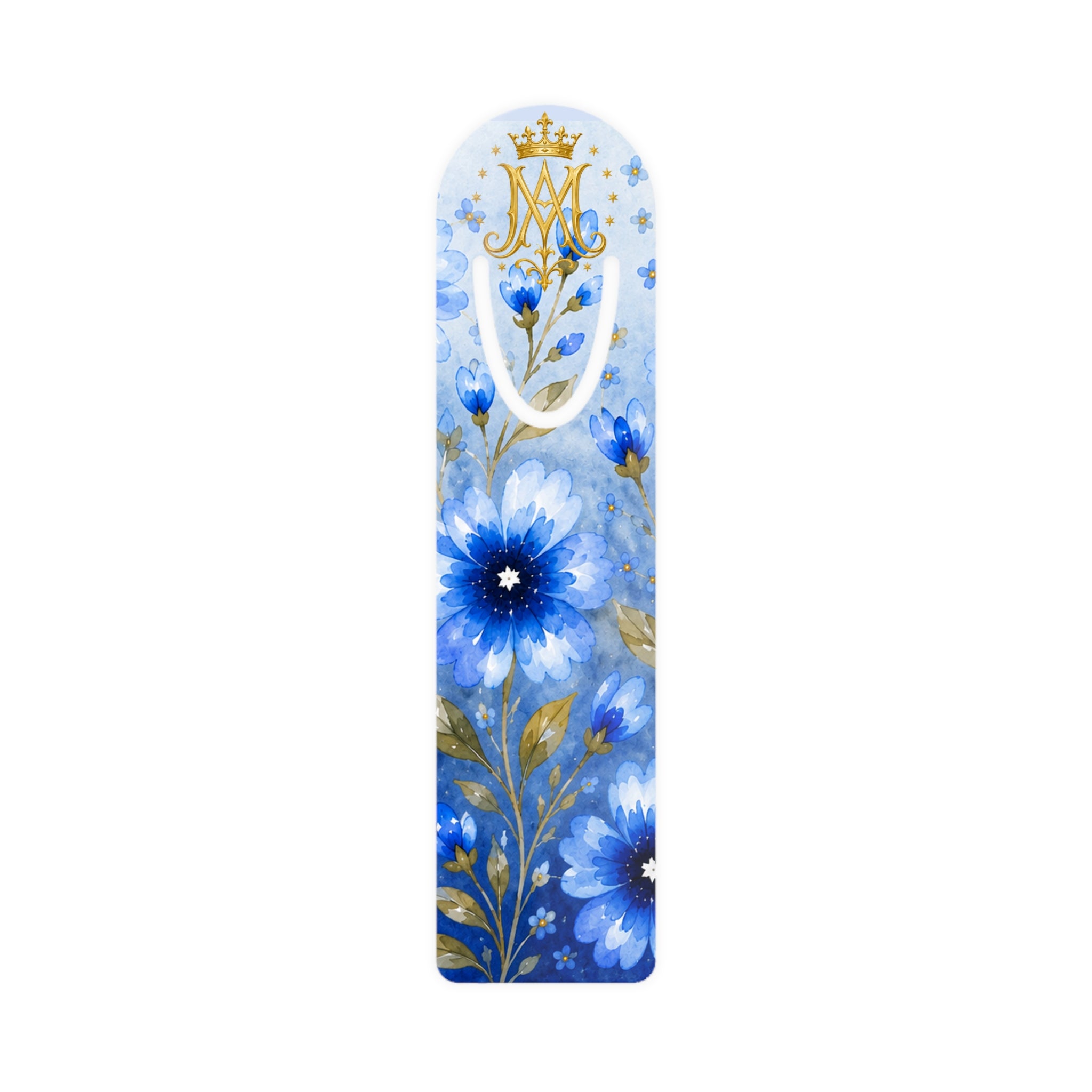 Virgin Mary Monogram Metal Bookmark