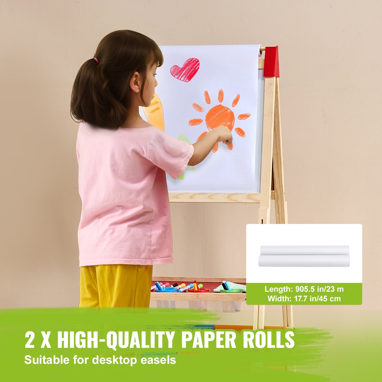VEVOR Easel Accessory Set Chalk & Markers & Paper Rolls 32PCS For Standing Easel