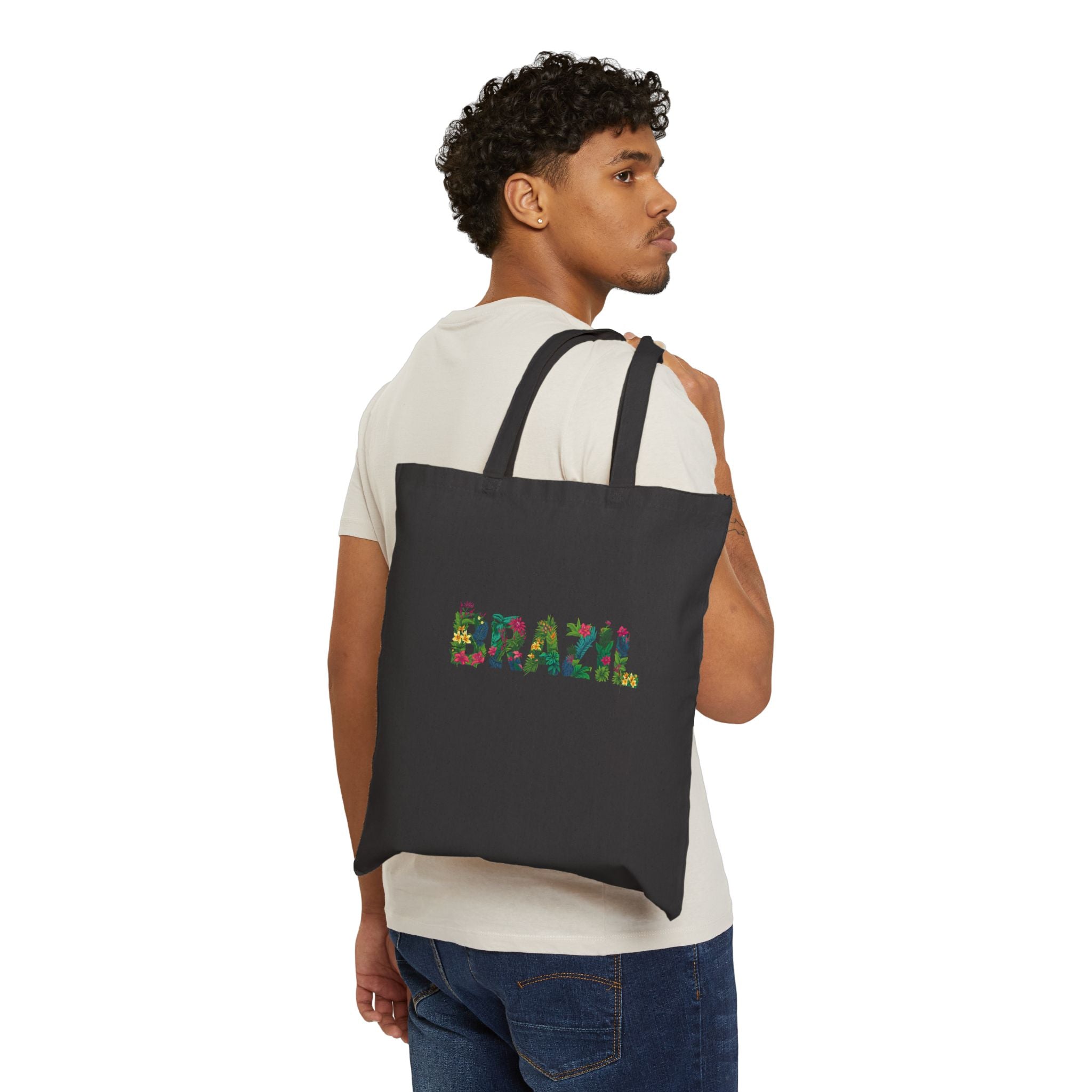Brazil Floral Canvas Tote Bag — Cotton Eco Shopper