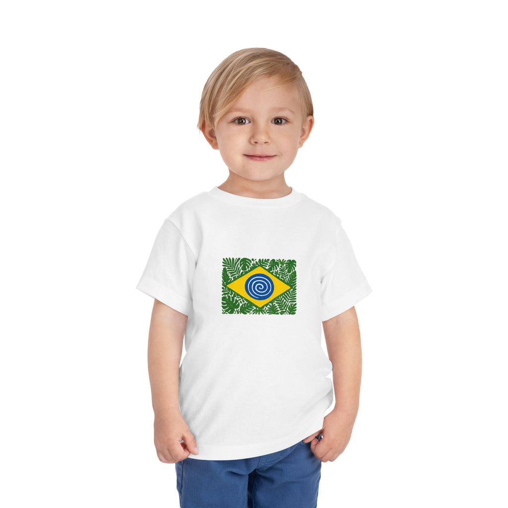 Toddler Tee — Brazilian Flag Tropical Design "Proud to be Brazilian"