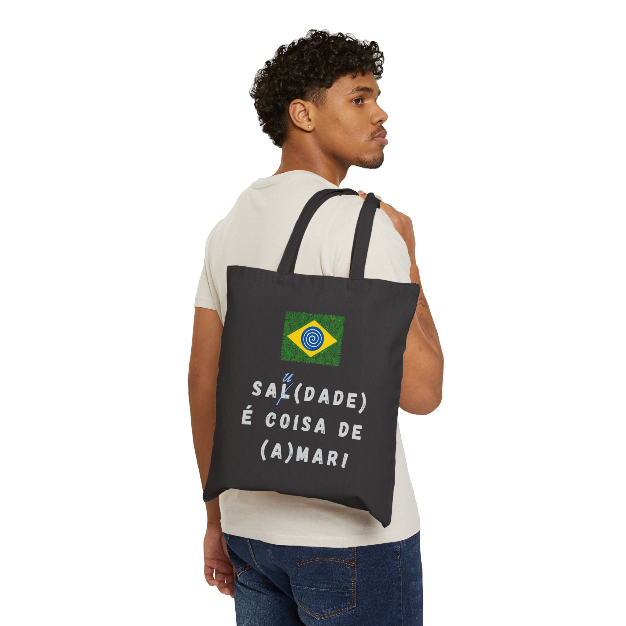 Brazil Flag Tote Bag – “Saudade é Coisa de (A)Mar” Canvas Tote