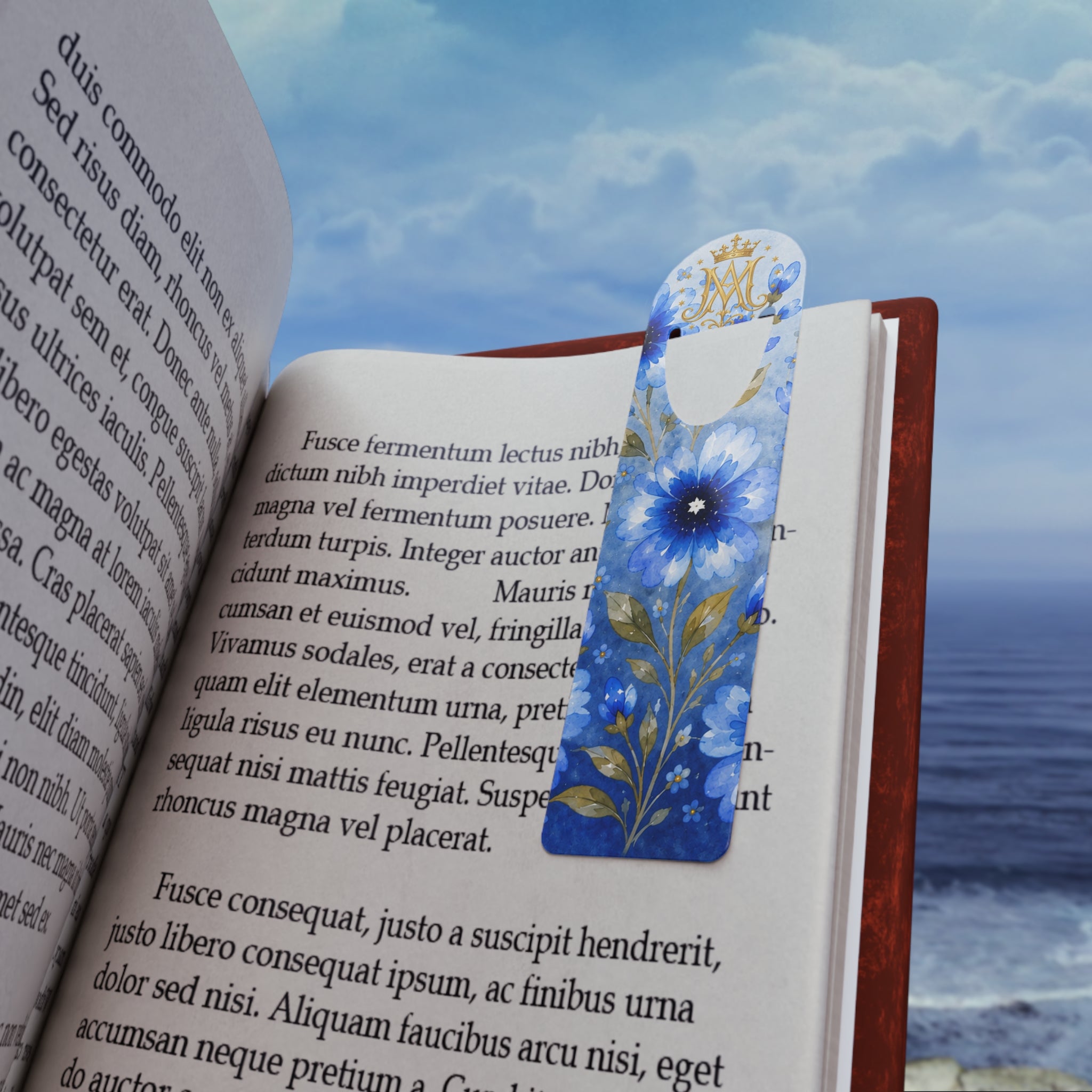 Virgin Mary Monogram Metal Bookmark
