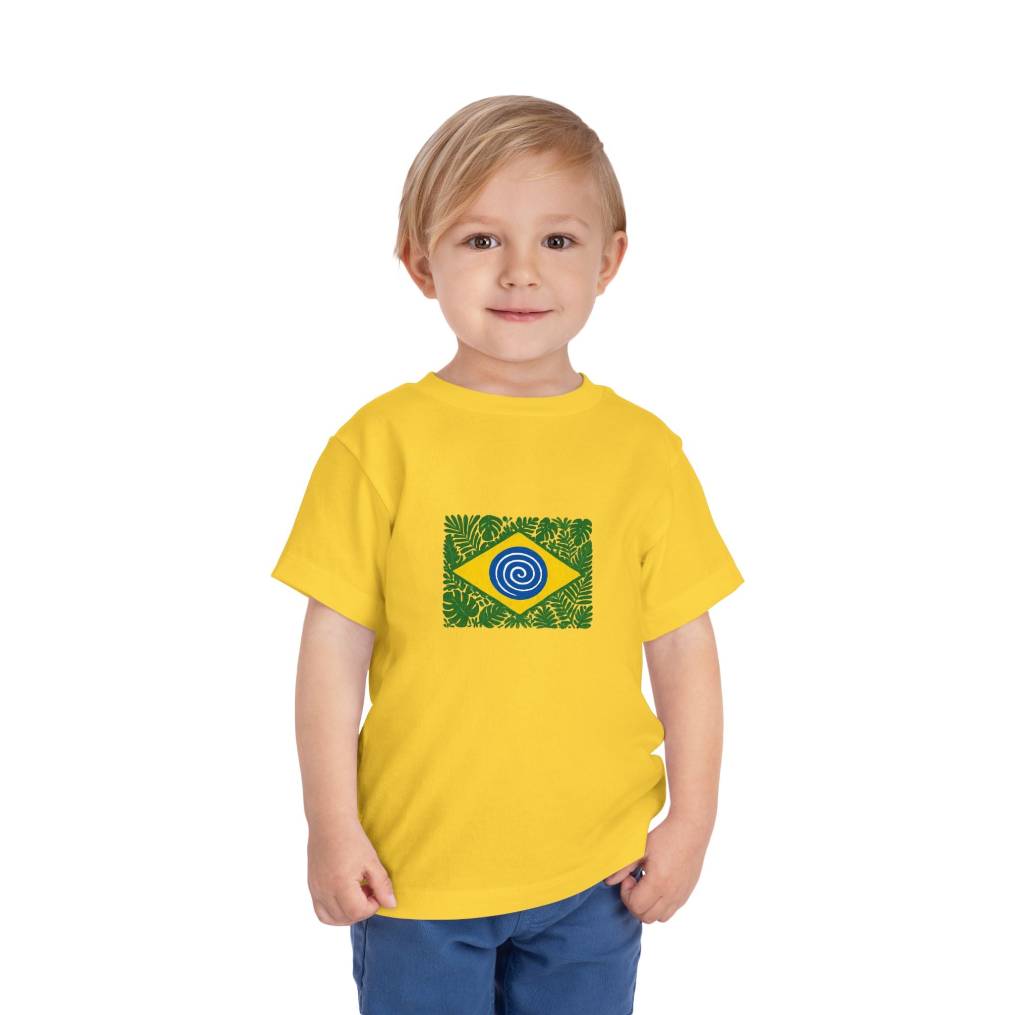 Toddler Tee — Brazilian Flag Tropical Design "Proud to be Brazilian"