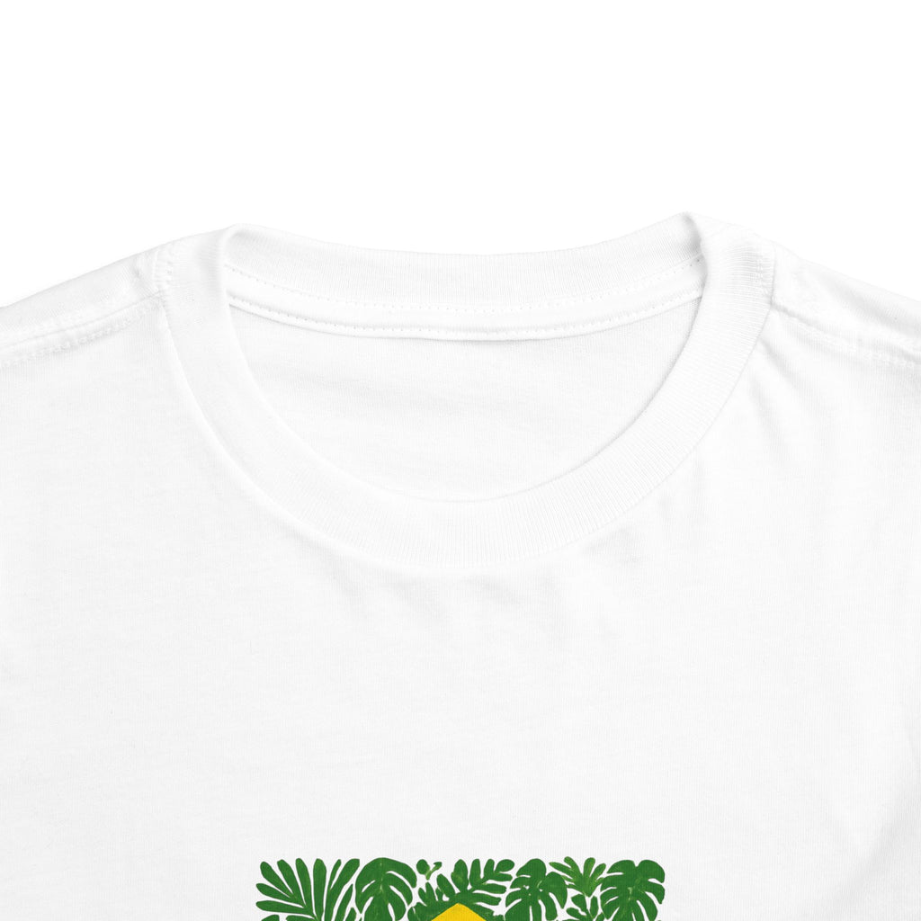 Toddler Tee — Brazilian Flag Tropical Design "Proud to be Brazilian"