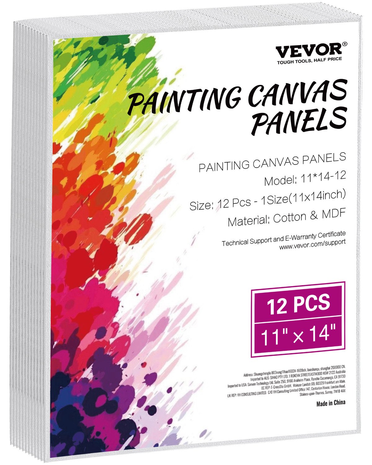 Canvas Boards For Painting, 11 X 14 Inch White Canvases For Painting, 12 Pack Painting Canvas Panels For Sketching, Acrylic And Oil Painting, Watercolor, Paint Canvas For Kids And Professionals