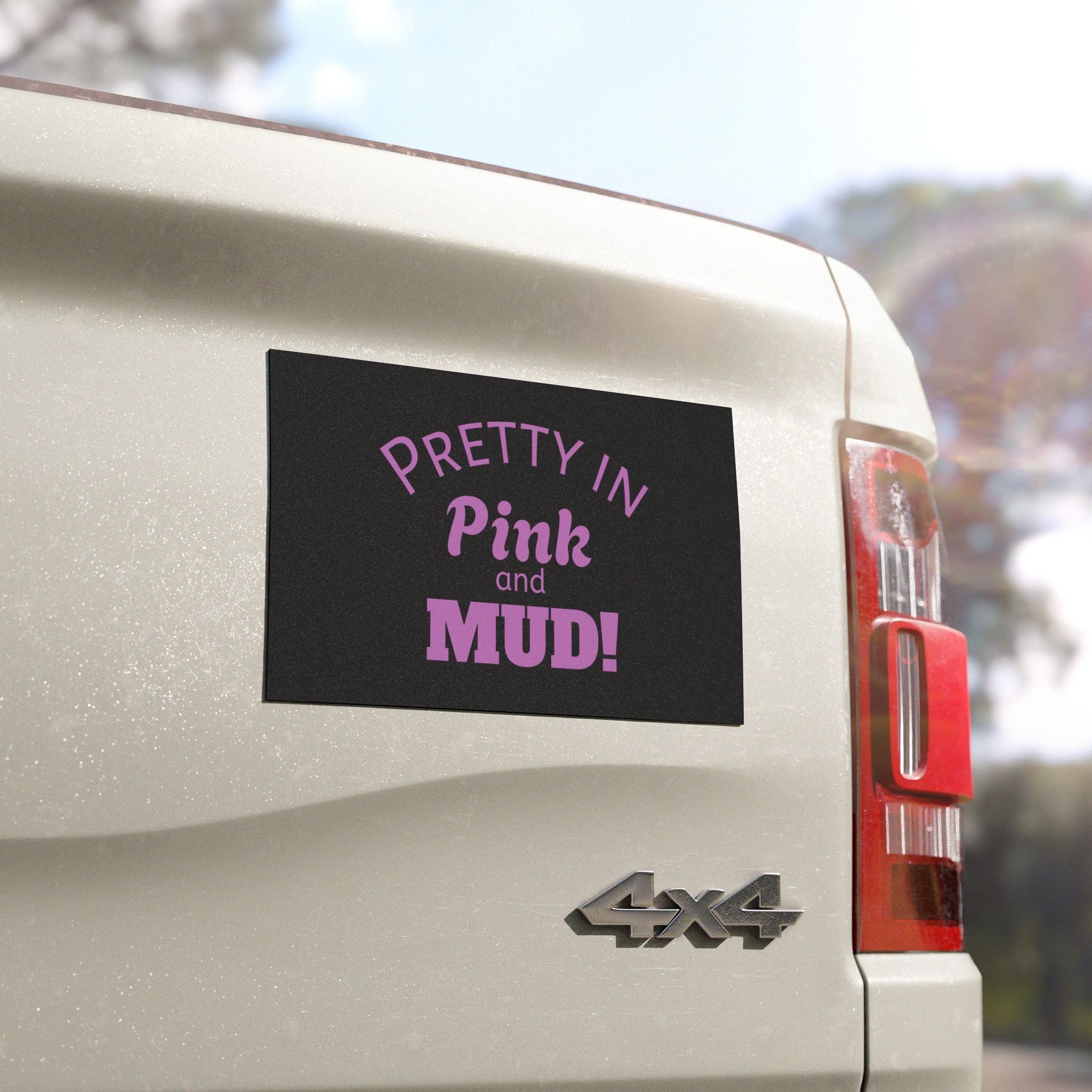 Car Magnet — "Pretty in Pink and Mud!" Off-Road Girl Decal
