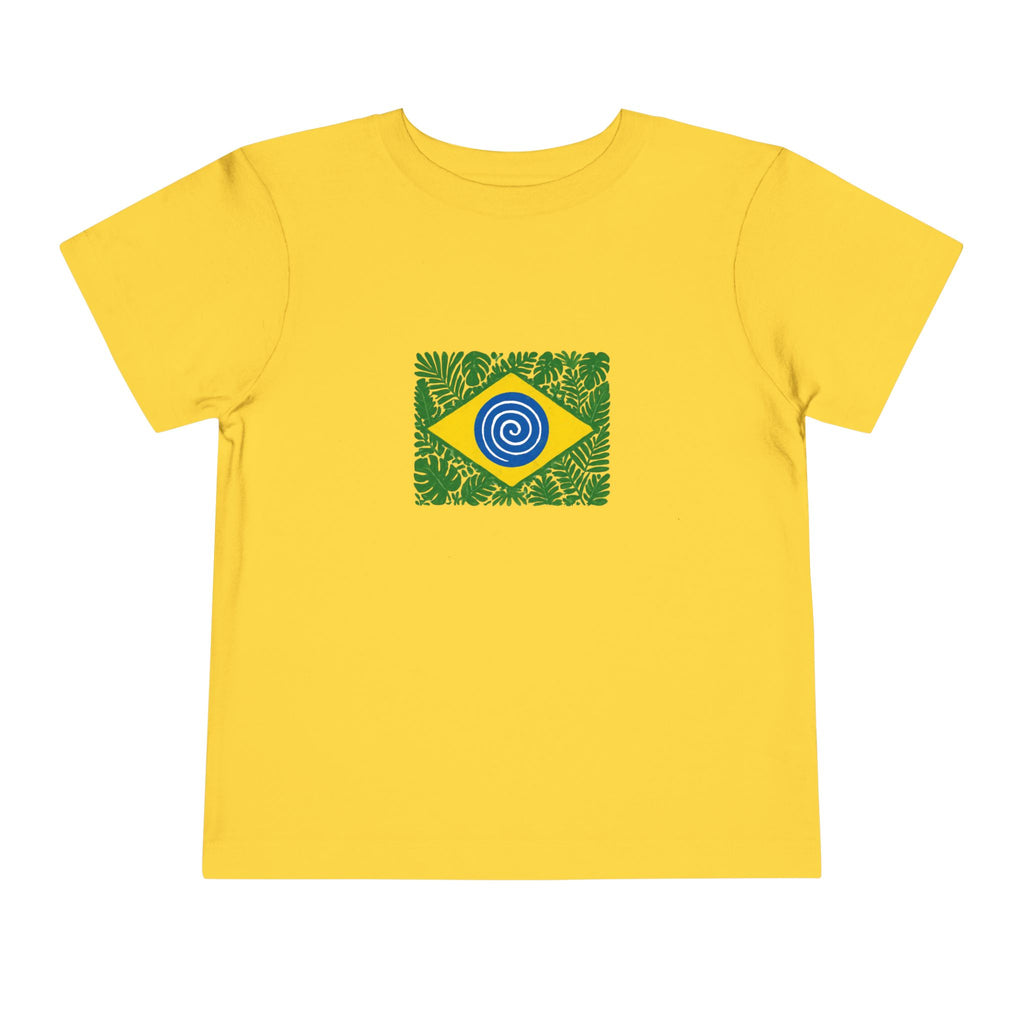 Toddler Tee — Brazilian Flag Tropical Design "Proud to be Brazilian"