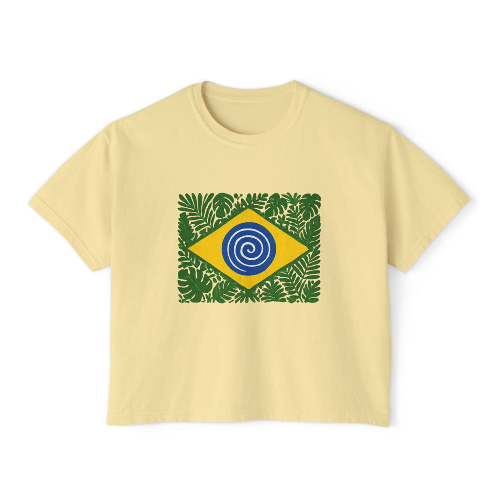 Brazil Tropical Flag Women's Boxy Tee — World Cup Pride Shirt