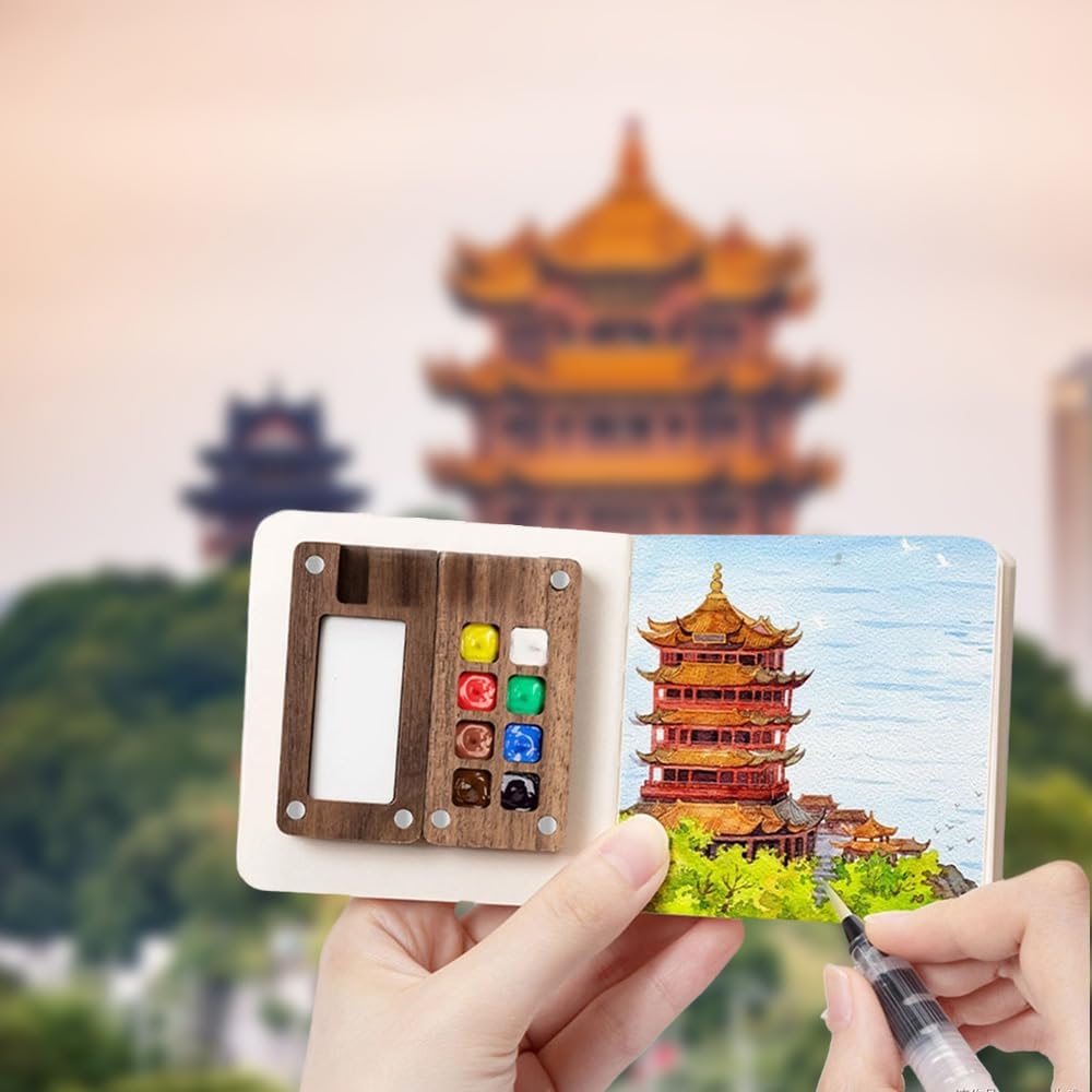 Watercolor Travel Set New Paint Palette Travel Kit Mini Watercolor Paint Set Upgrade Travel Set Mini Portable Watercolor Travel Set 8 Grid