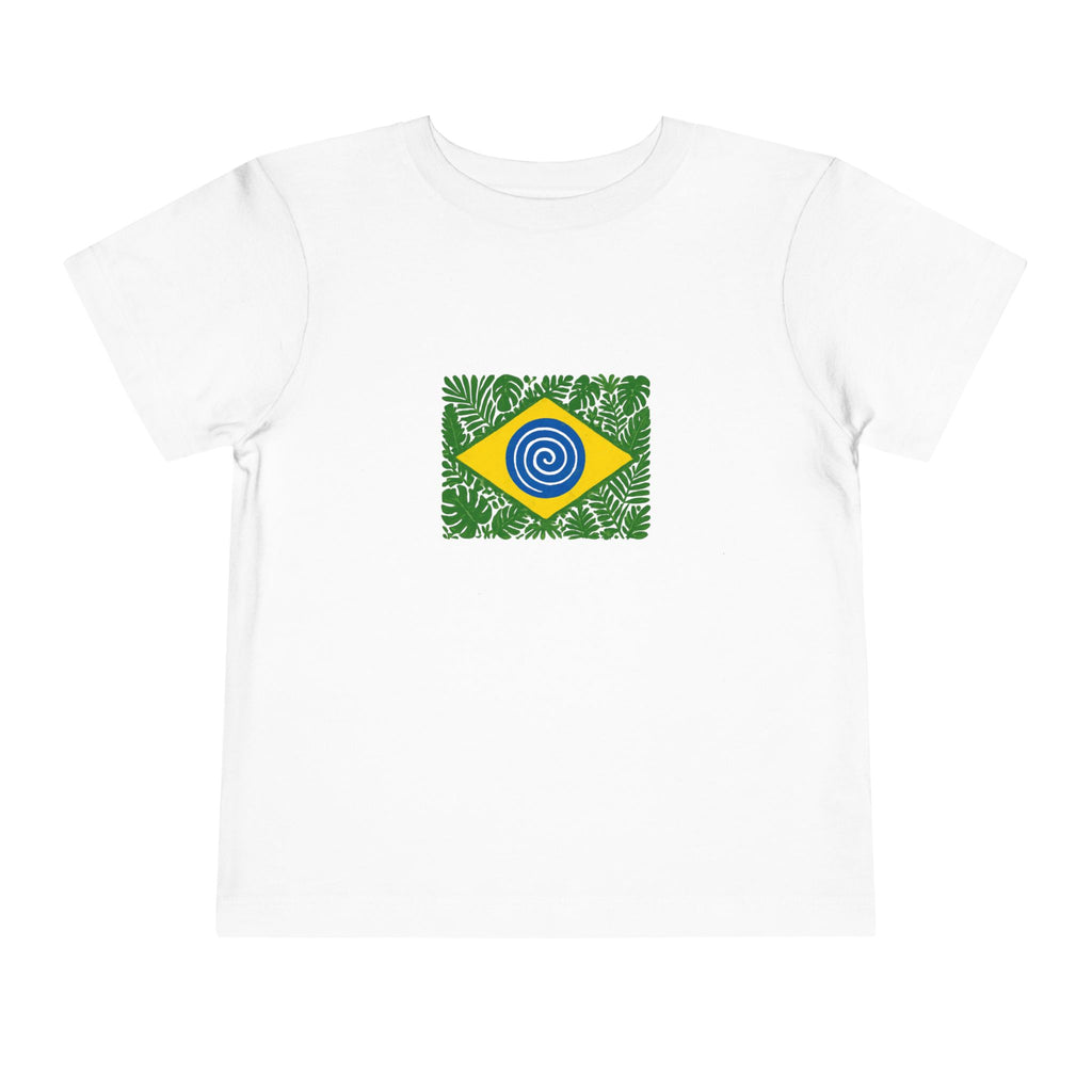 Toddler Tee — Brazilian Flag Tropical Design "Proud to be Brazilian"
