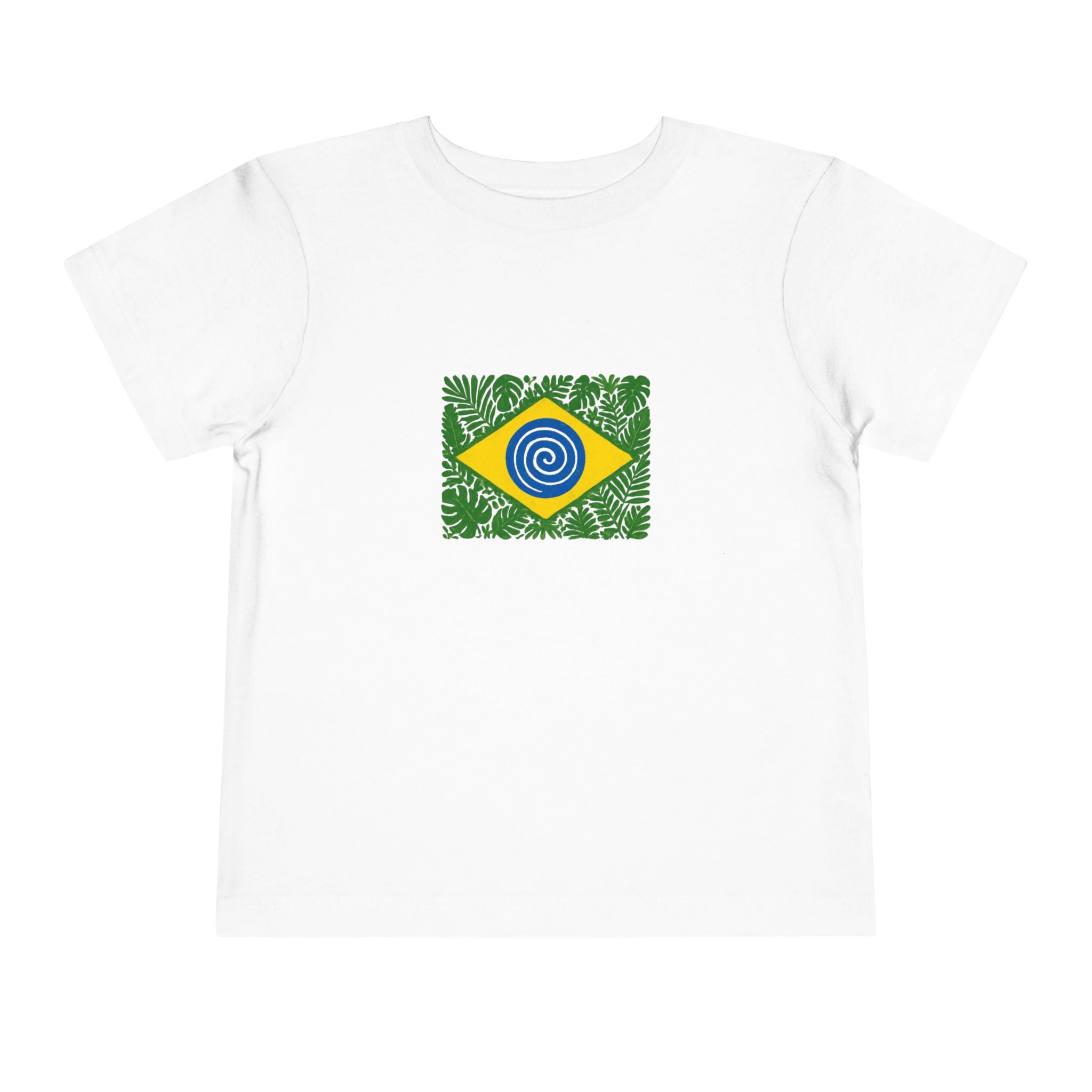 Toddler Tee — Brazilian Flag Tropical Design "Proud to be Brazilian"
