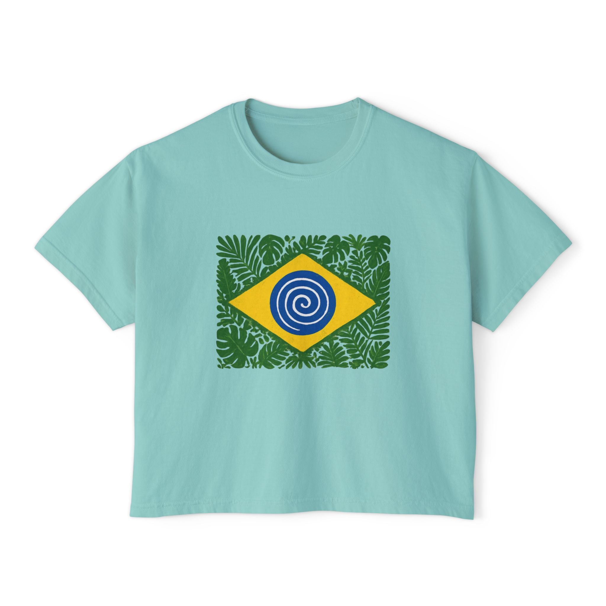 Brazil Tropical Flag Women's Boxy Tee — World Cup Pride Shirt