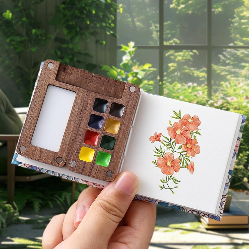 Watercolor Travel Set New Paint Palette Travel Kit Mini Watercolor Paint Set Upgrade Travel Set Mini Portable Watercolor Travel Set 8 Grid