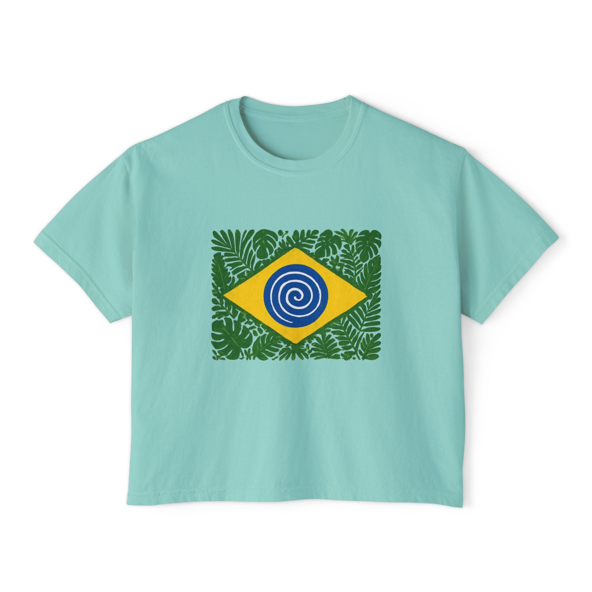 Brazil Tropical Flag Women's Boxy Tee — World Cup Pride Shirt