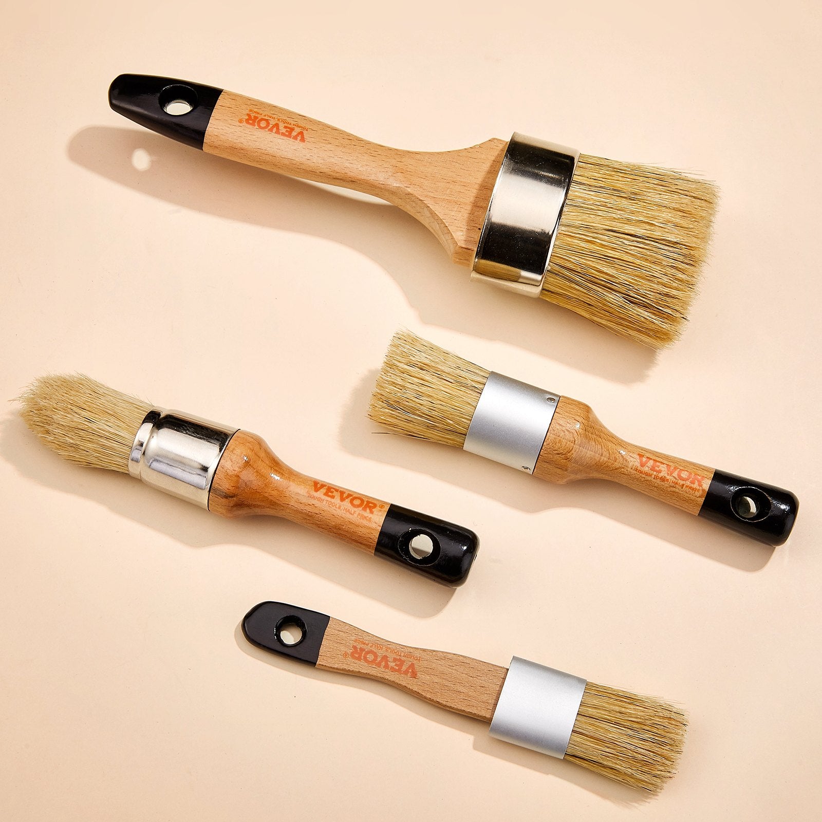 Chalk Wax Paint Brush 4 Piece Furniture Paint Brushes For Painting & Waxing