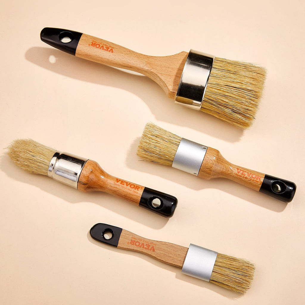 Chalk Wax Paint Brush 4 Piece Furniture Paint Brushes For Painting & Waxing