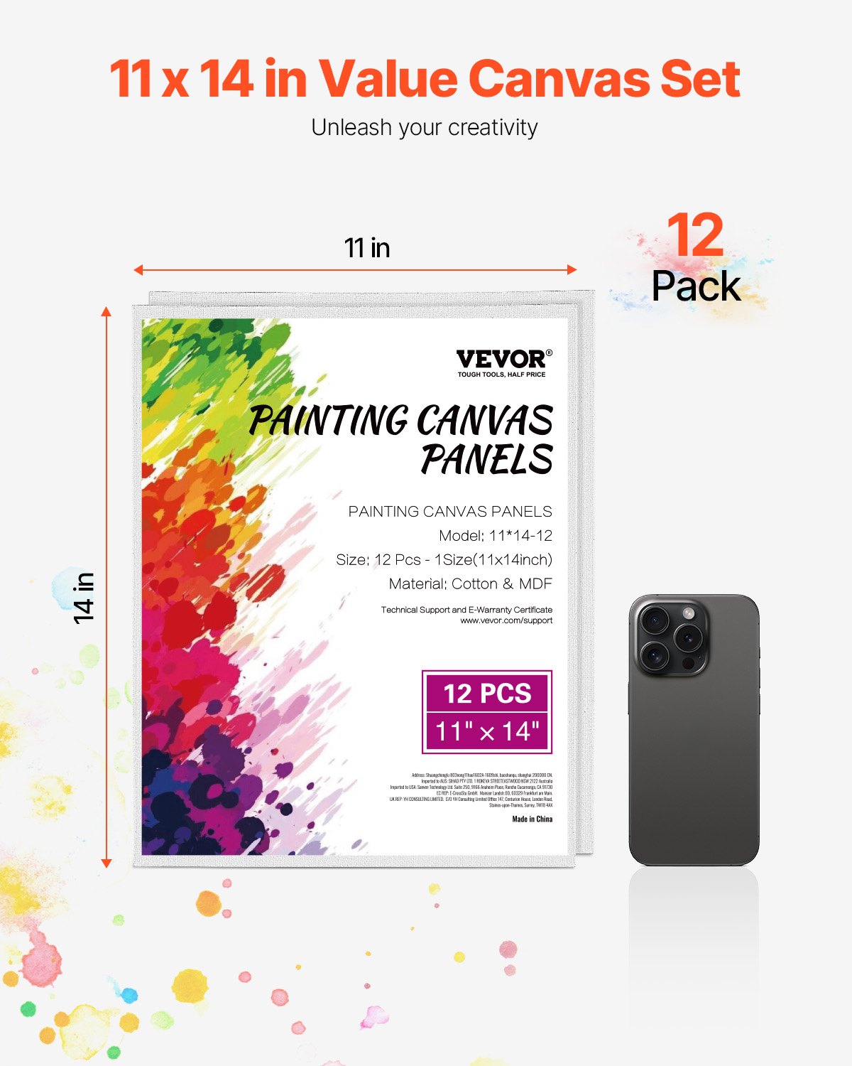 Canvas Boards For Painting, 11 X 14 Inch White Canvases For Painting, 12 Pack Painting Canvas Panels For Sketching, Acrylic And Oil Painting, Watercolor, Paint Canvas For Kids And Professionals