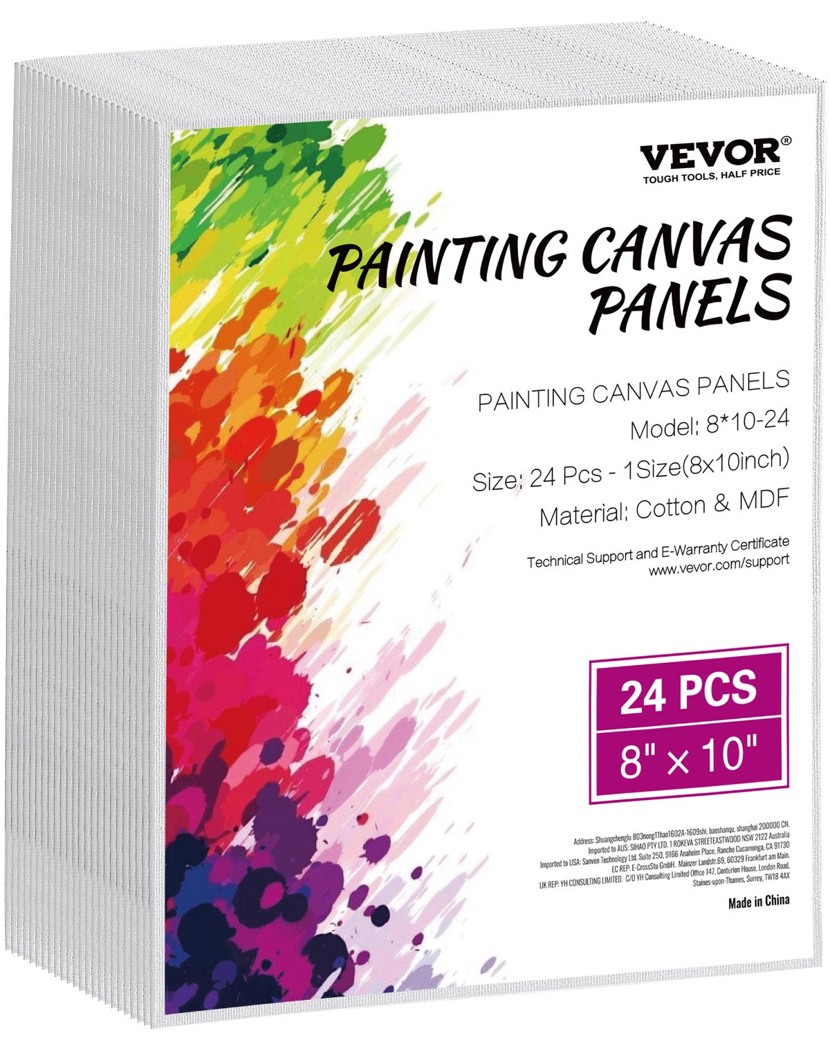 Canvas Boards For Painting, 8 X 10 Inch White Canvases For Painting, 24 Pack Painting Canvas Panels For Sketching, Acrylic And Oil Painting, Watercolor, Paint Canvas For Kids And Professionals
